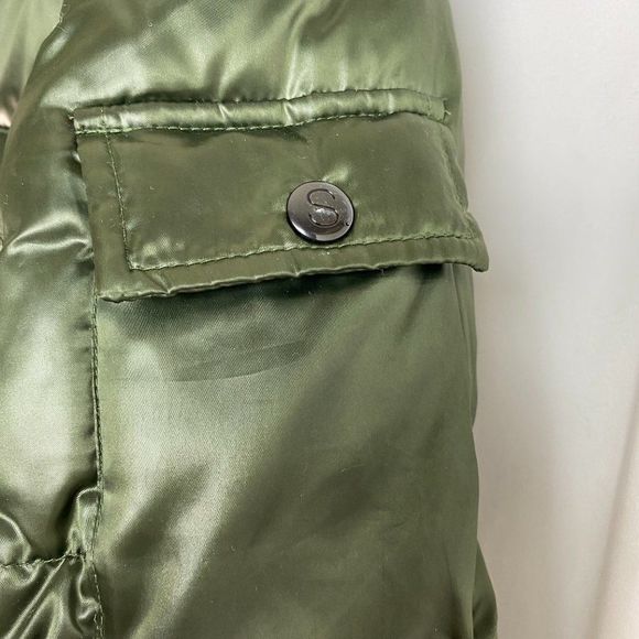 S13 Kylie Metallic Green Down Hooded Puffer Jacket - Picture 10 of 16